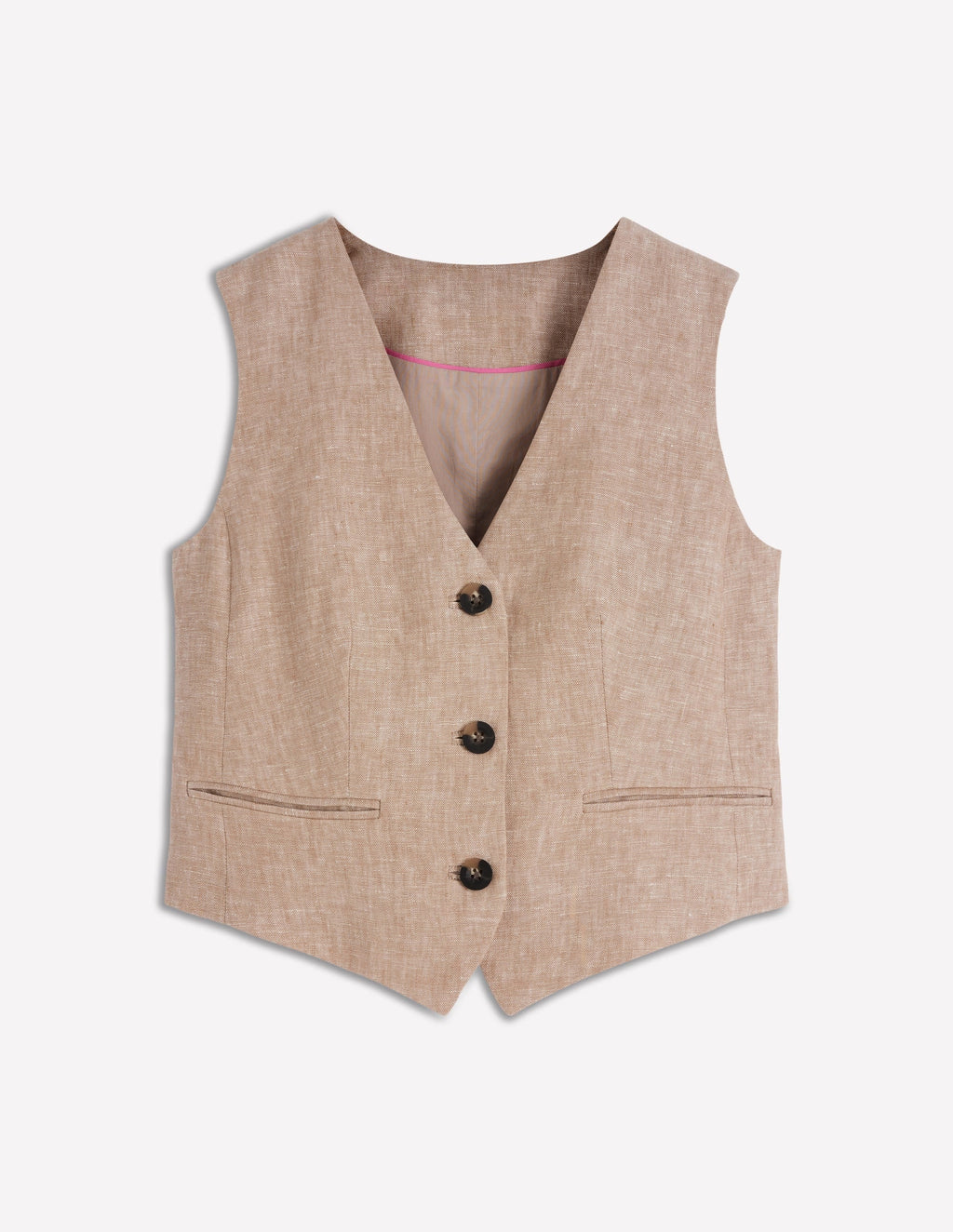 Linen V-Neck Waistcoat-Amphora, Chambray