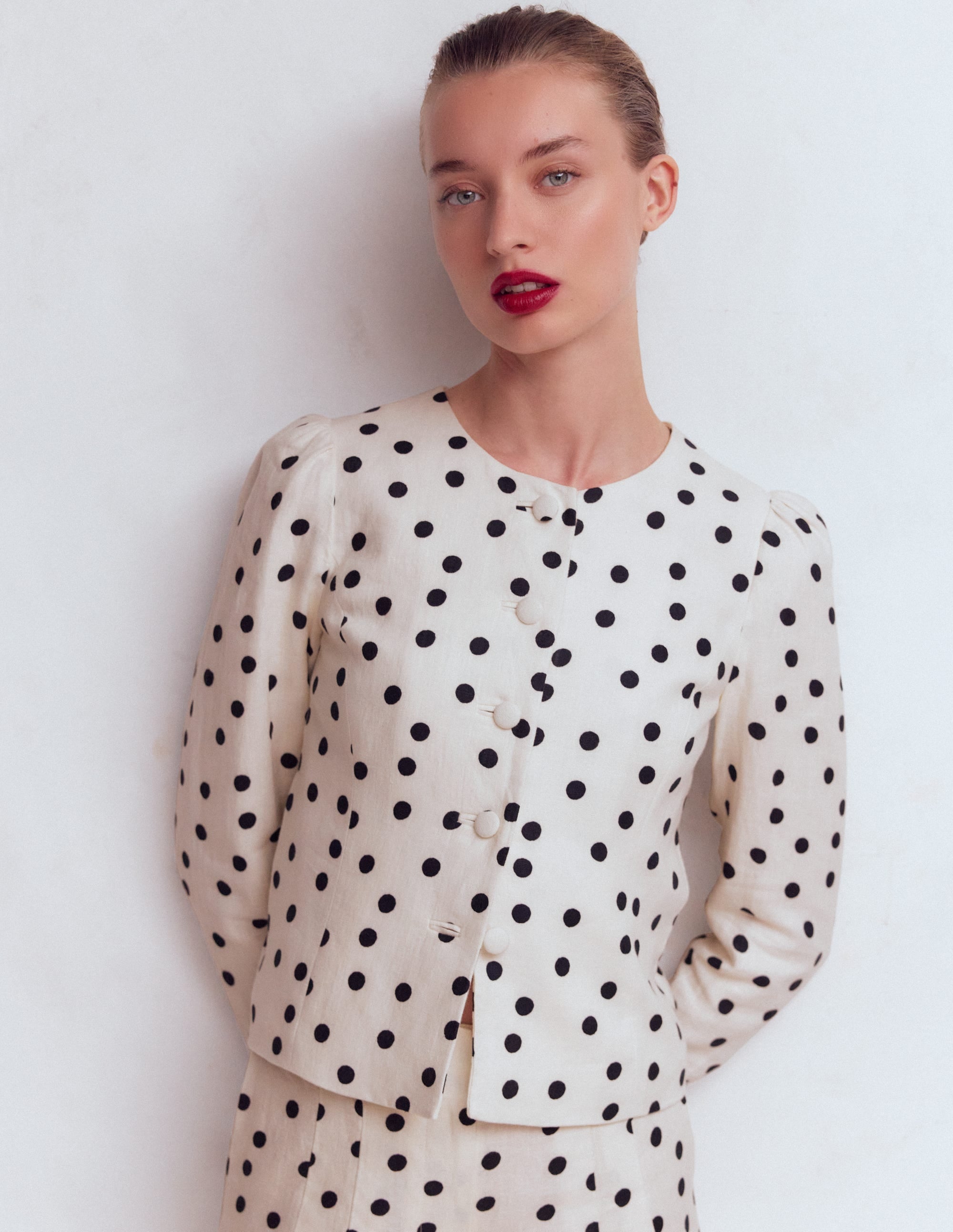 Salisbury Puff Sleeve Jacket-Painted Dot Spaced
