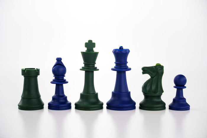 3 1/2" Silicone Club Chess Pieces - Navy and Army Green - Piece - Chess-House