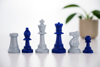 3 1/2" Silicone Club Chess Pieces - Royal Blue and Silver - Piece - Chess-House