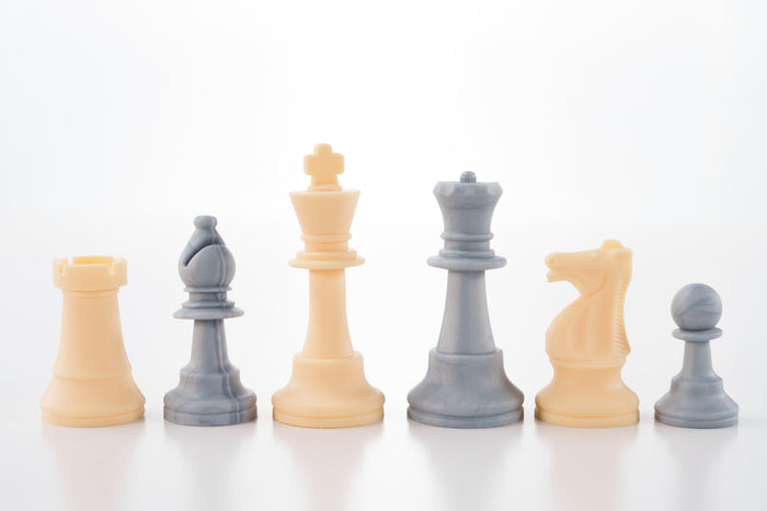 3 1/2" Silicone Club Chess Pieces - White and Silver - Piece - Chess-House