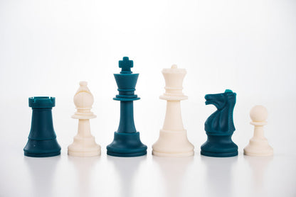 3 1/2" Silicone Club Chess Pieces - White and Teal - Piece - Chess-House