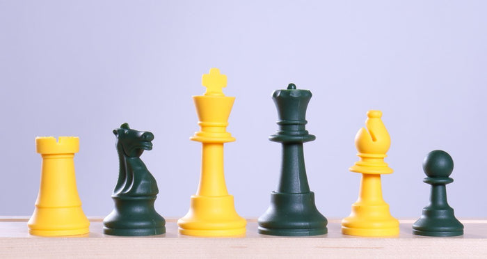 3 1/2" Silicone Club Chess Pieces - Yellow and Army Green - Piece - Chess-House