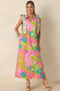 Prosperina Arden Pink Multi Chinoiserie Cotton Maxi Dress