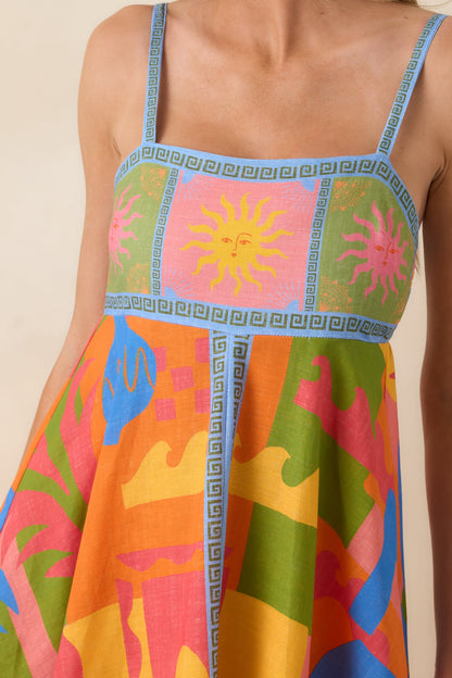 Paradisa Atlantis Orange Multi Cotton Abstract Print Maxi Dress (RESTOCK JUNE)
