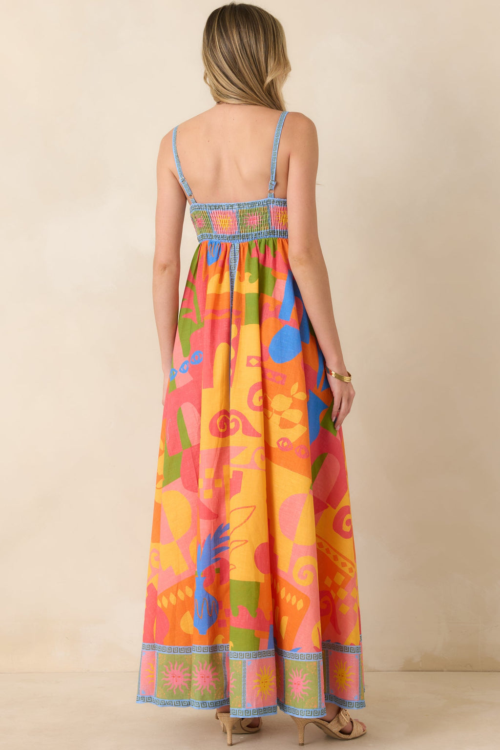 Paradisa Atlantis Orange Multi Cotton Abstract Print Maxi Dress (RESTOCK JUNE)