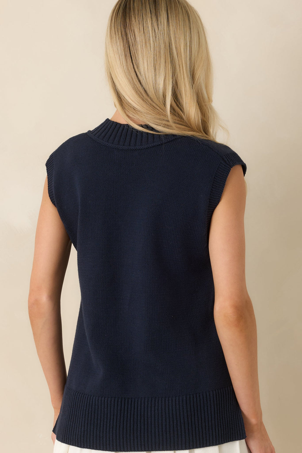 Polished Ease Navy Knit Sweater Vest