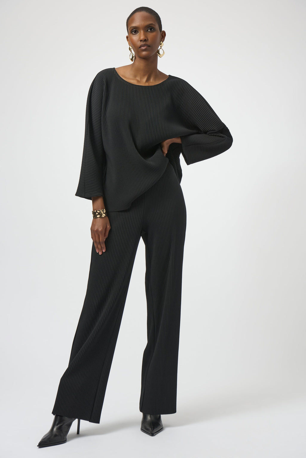 Joseph Ribkoff Pleated Scuba Crepe Wide-Leg Pants