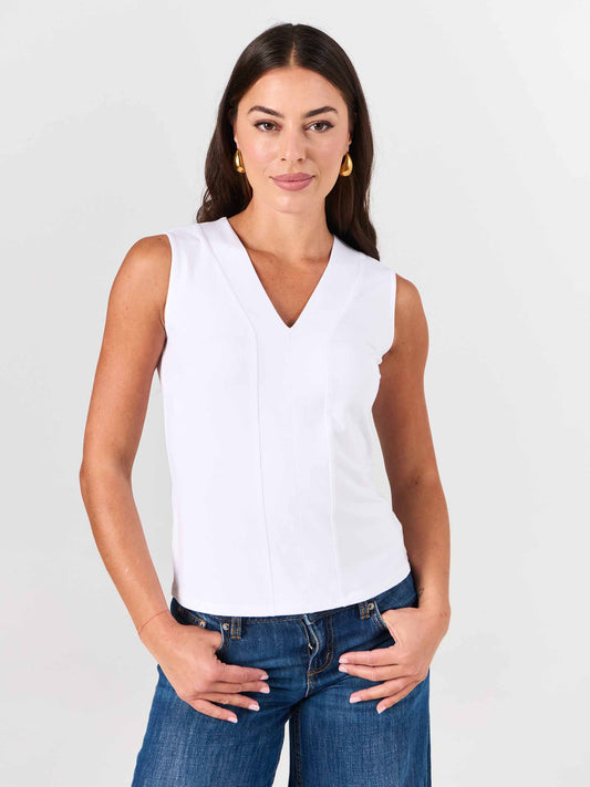 Laura V Neck Top - White