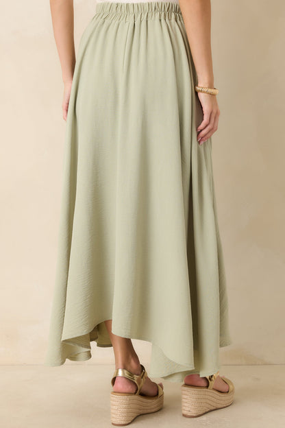 Ebb and Flow Sage Green Curved Hem Maxi Skirt