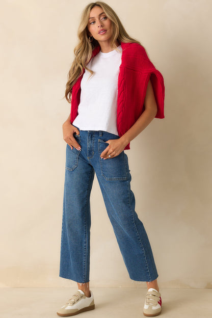 On Your Way Medium Wash Utility Jeans