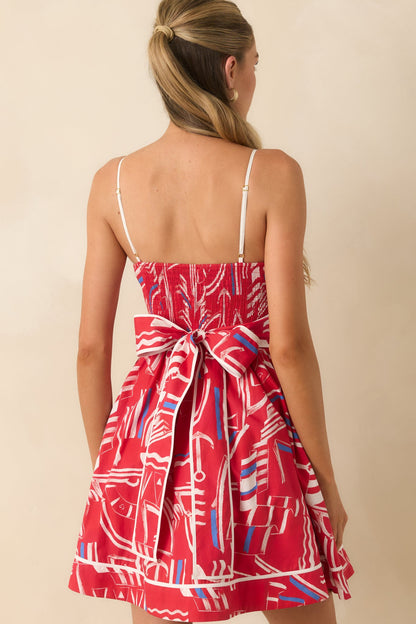 Prosperina Veronica Red Multi Yacht Club Cotton Mini Dress