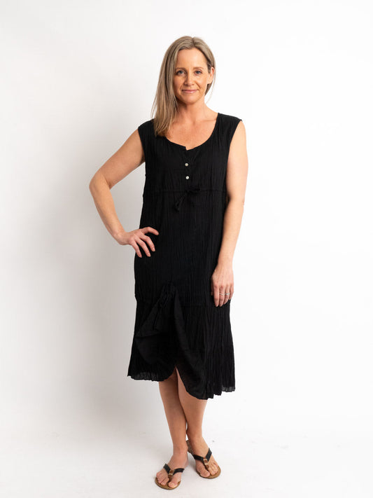 Epiphany Sleeveless White Cotton Mid-length Dress