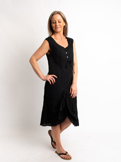 Epiphany Sleeveless White Cotton Mid-length Dress
