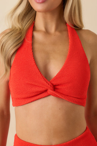 MINKPINK Scarlett Flame Red Twist Front Halter Bikini Top