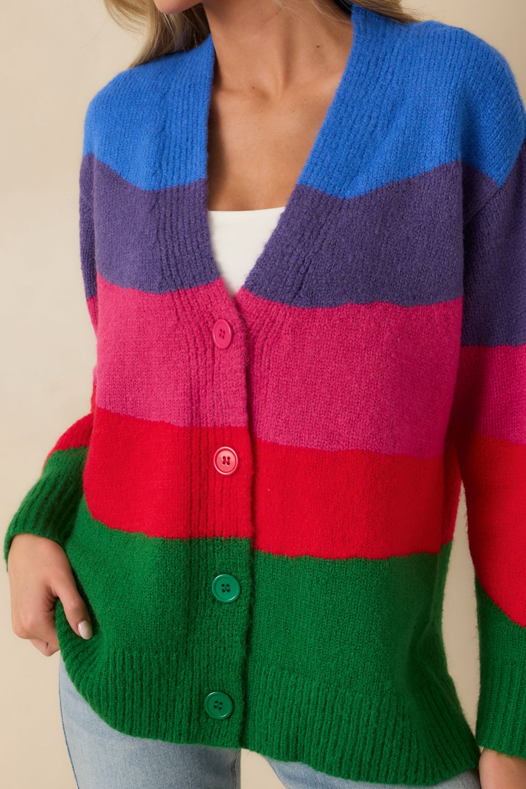 Color Me Happy Multi Colorblock Knit Cardigan