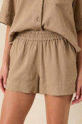 Z Supply Expedition Taro Brown Linen Blend Relaxed Fit Shorts