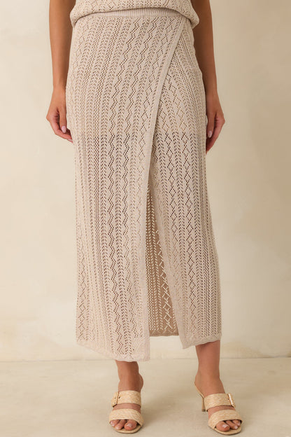 Z Supply Glimmer Gold Metallic Pointelle Knit Midi Skirt