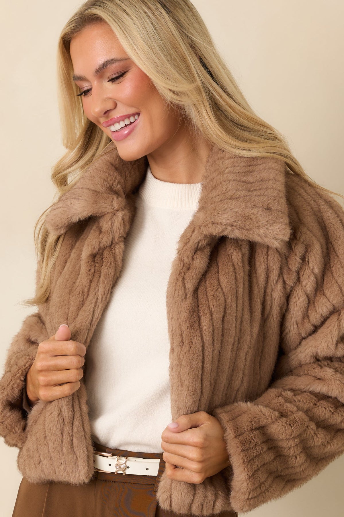 Warm Regards Mocha Brown Faux Fur Jacket
