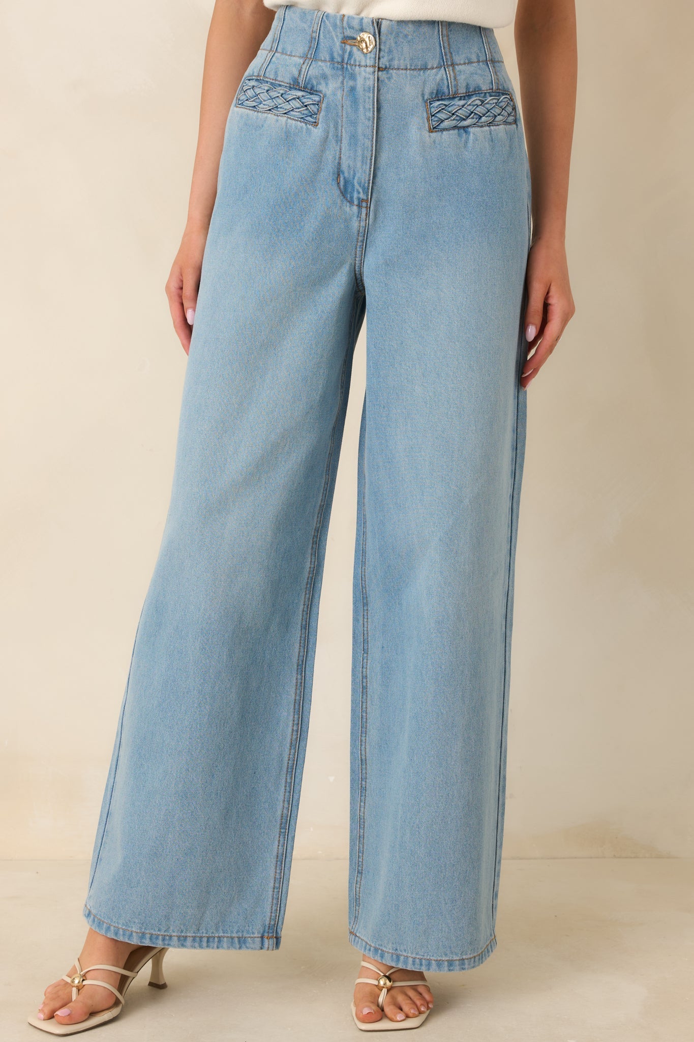 MINKPINK Phoebe Light Wash Straight Leg Cotton Denim Jeans