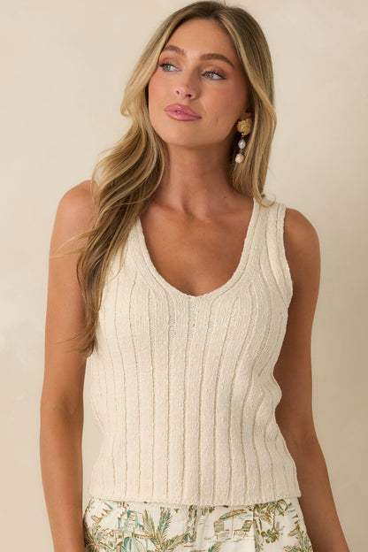 Z Supply Acadia Light Beige Cotton Blend Sweater Tank