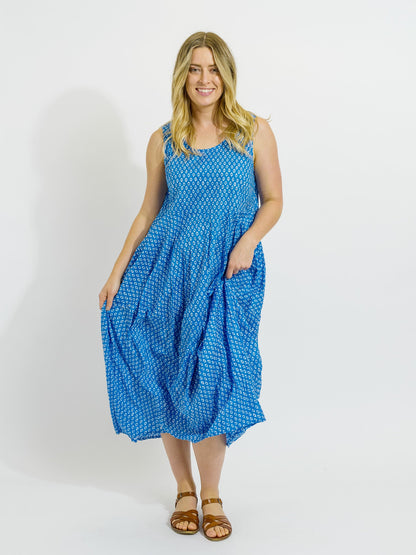 Glasshouse Dress in Blue and White