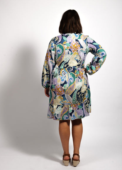 Sofia Dress in Blue Wash Swirl