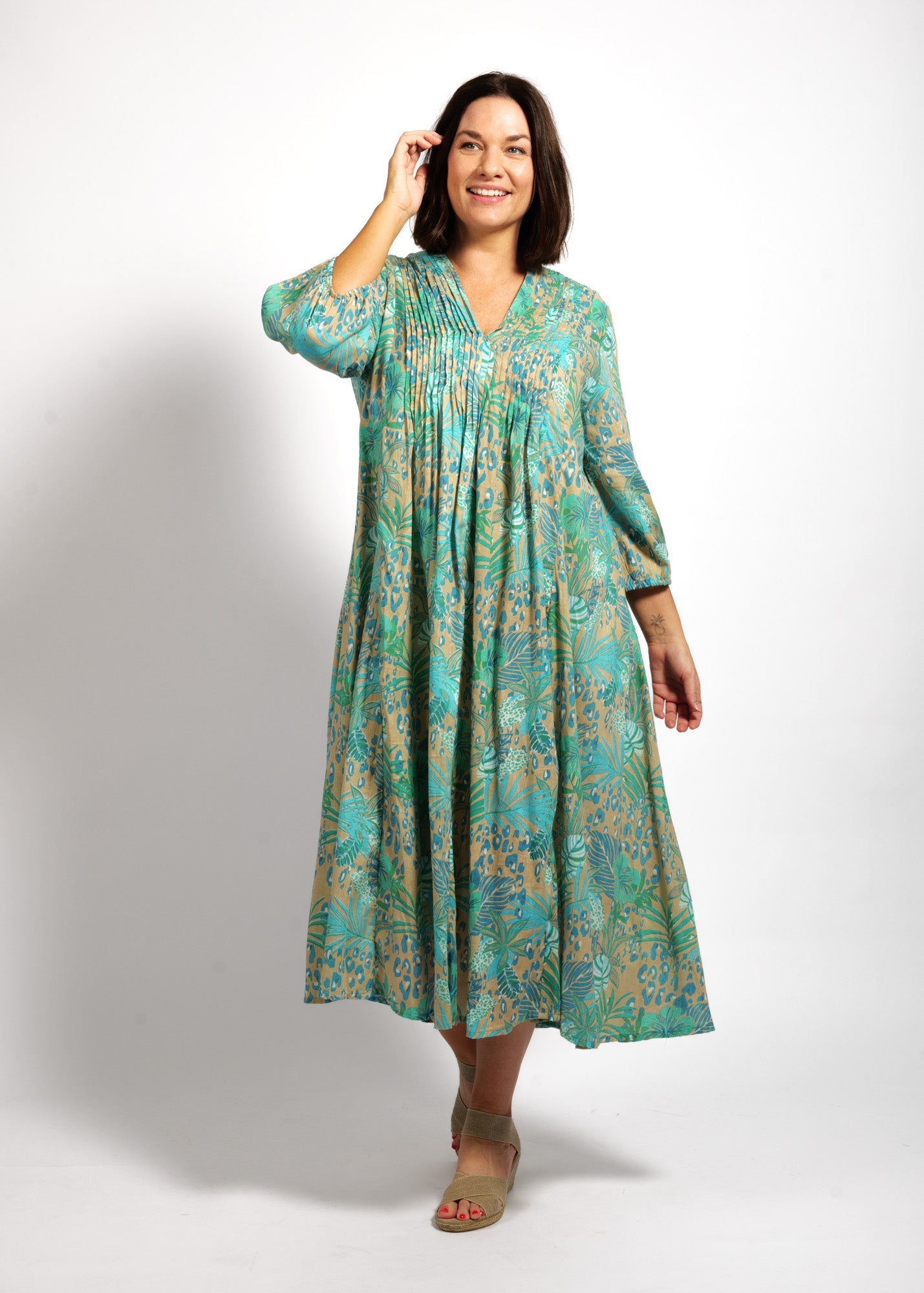 Freya Dress in Sandy Ferns
