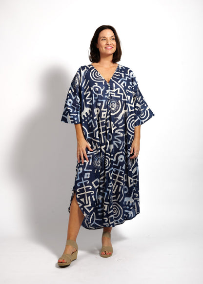 Stella Dress in Blue Symbols