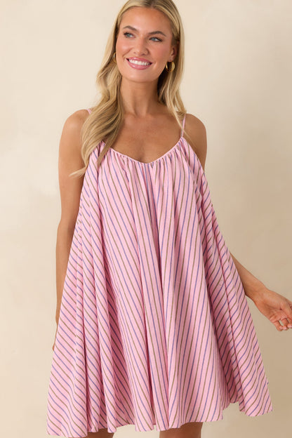 FRNCH Poroa Pink Stripe Cotton Mini Dress