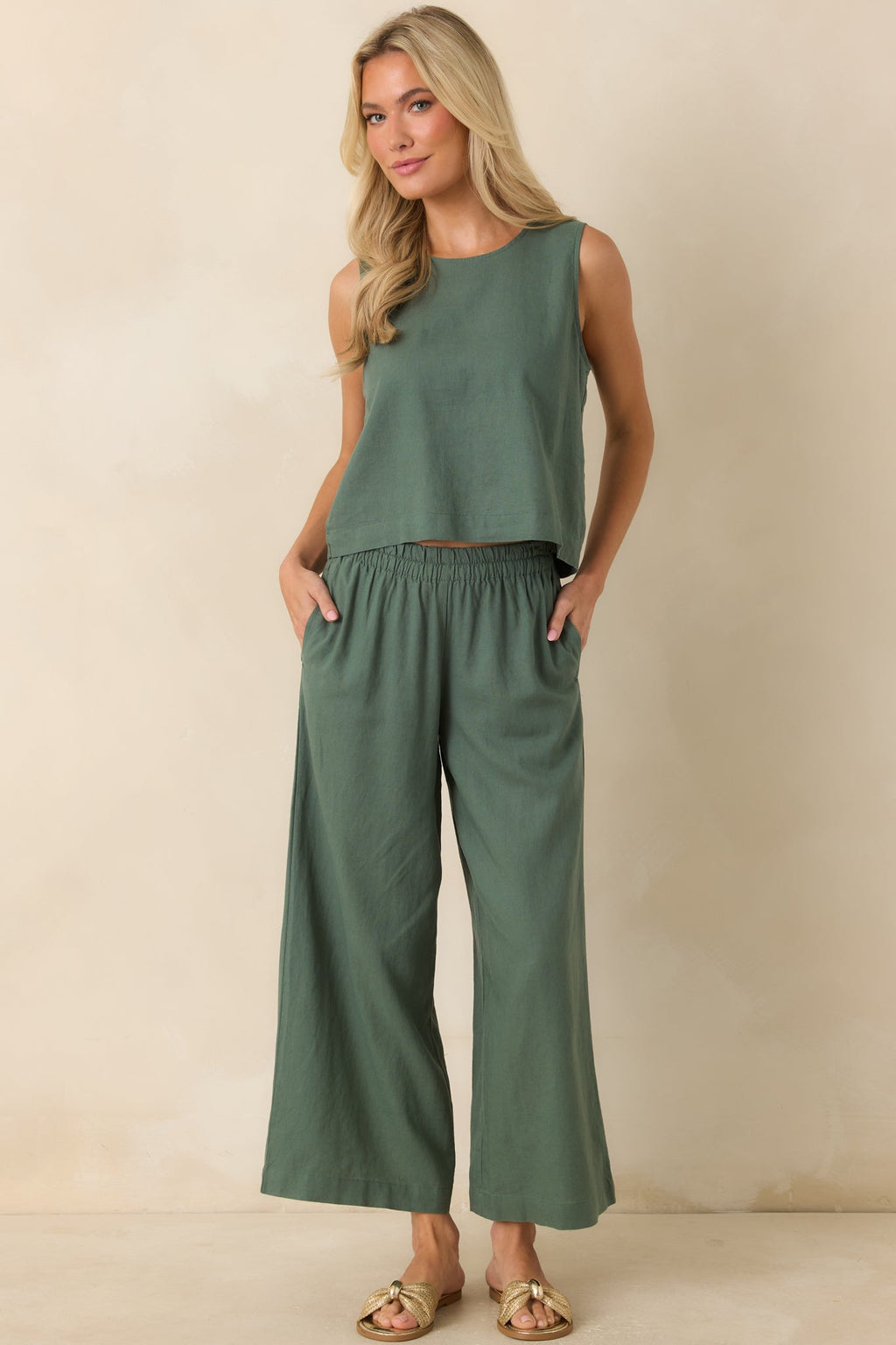 Z Supply Scout Everglade Green Linen Pants