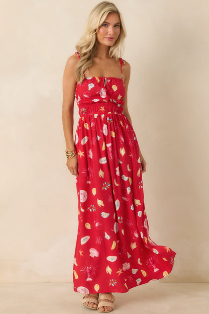 MINKPINK Sirena Red Multi Coastal Print Maxi Dress
