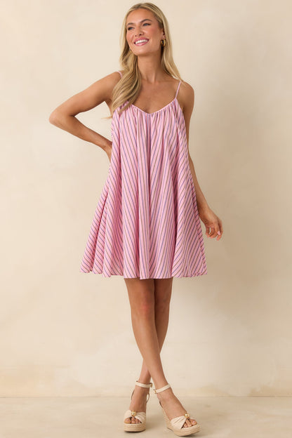 FRNCH Poroa Pink Stripe Cotton Mini Dress