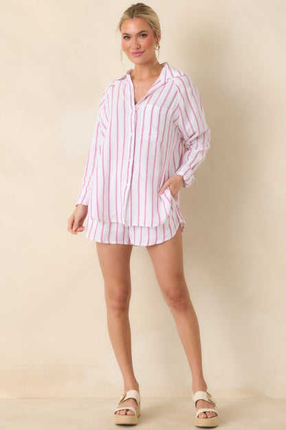 Z Supply Spanish Rose Perfect Linen Stripe Top