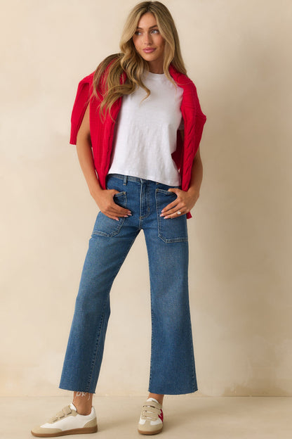 On Your Way Medium Wash Utility Jeans
