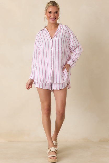 Z Supply Spanish Rose Perfect Linen Stripe Top