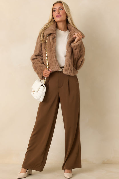 Warm Regards Mocha Brown Faux Fur Jacket