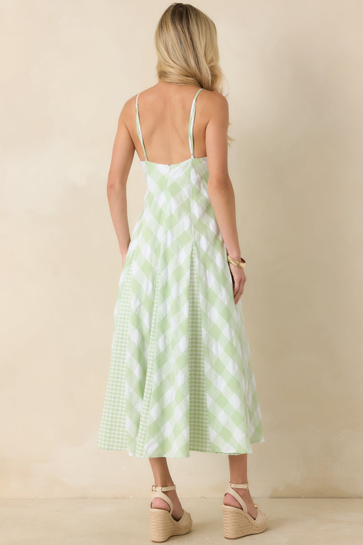 Sweetest Picnic Mint Green Gingham Midi Dress