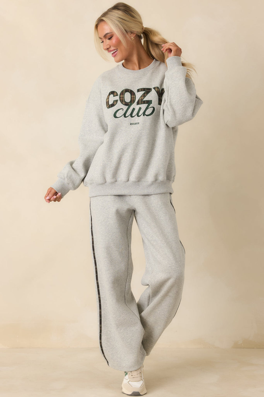 Cozy Club Heather Grey Crewneck Sweatshirt