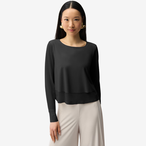 Joseph Ribkoff Silky Knit Mesh Sleeve Crewneck Top