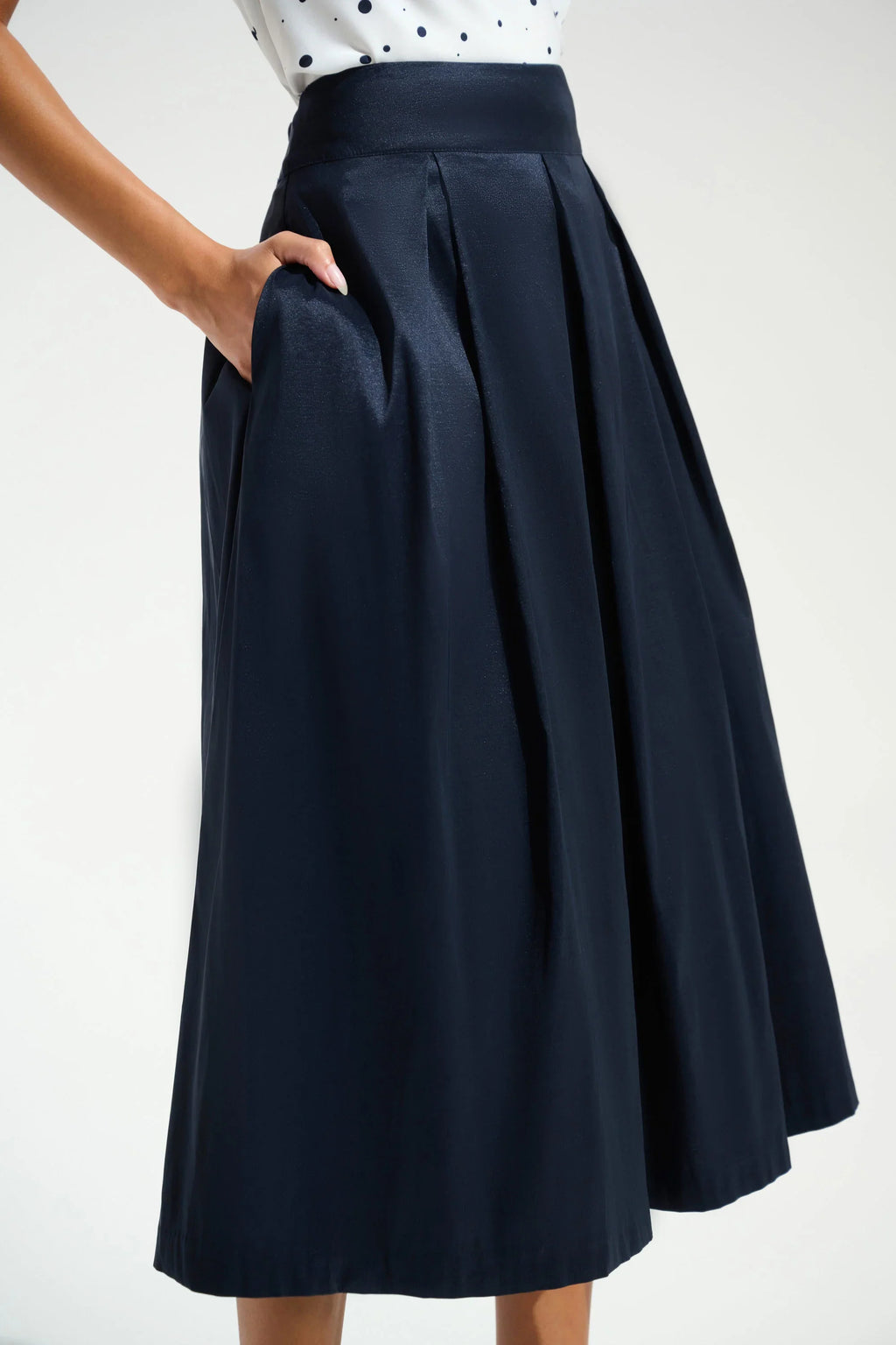 Joseph Ribkoff Stretch Taffeta Flared Skirt With Box Pleats