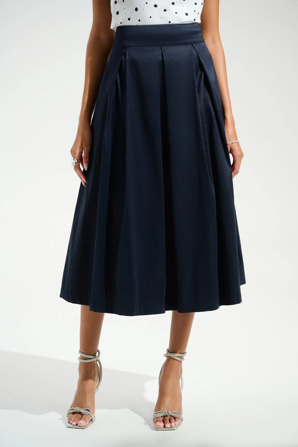 Joseph Ribkoff Stretch Taffeta Flared Skirt With Box Pleats