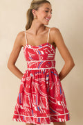 Prosperina Veronica Red Multi Yacht Club Cotton Mini Dress