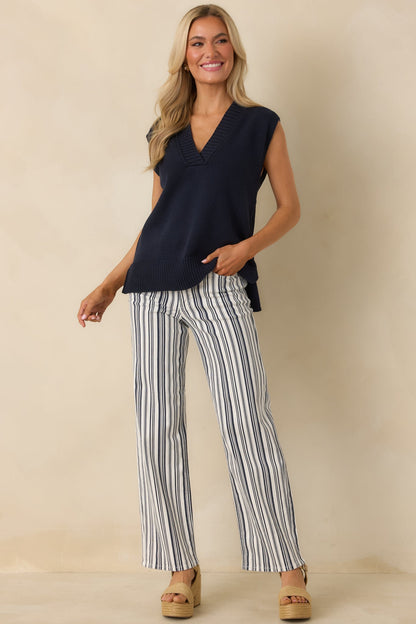Polished Ease Navy Knit Sweater Vest