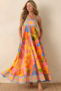 Paradisa Atlantis Orange Multi Cotton Abstract Print Maxi Dress (RESTOCK JUNE)