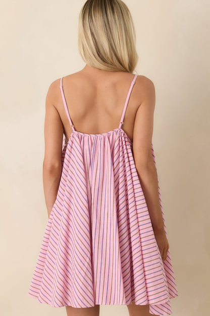 FRNCH Poroa Pink Stripe Cotton Mini Dress