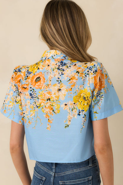 Tomorrow Will Come Blue Multi Cotton Floral Top