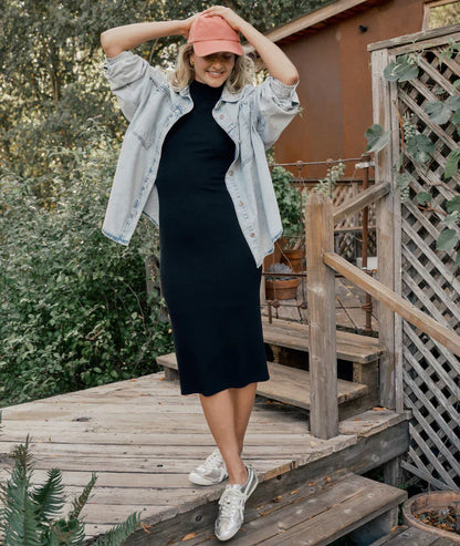 Marine Layer Lexi Rib Mock Neck Midi Dress