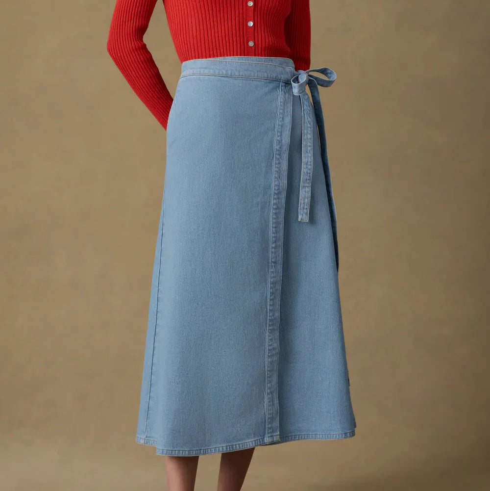 Faherty Solstice Denim Wrap Skirt