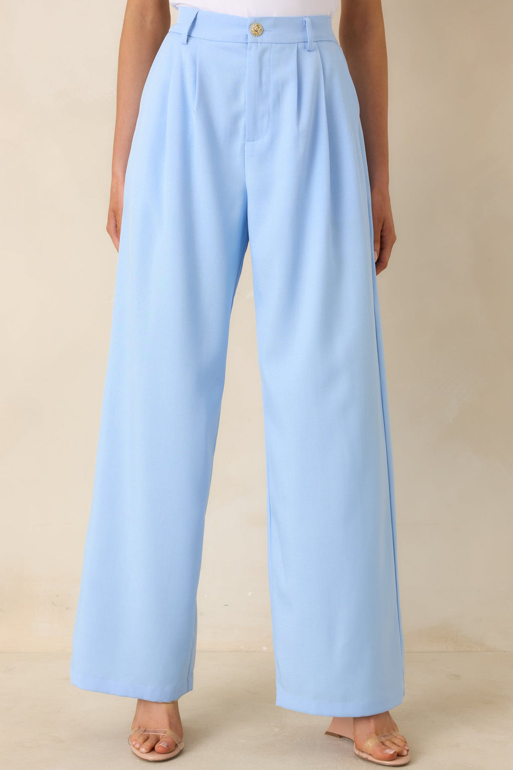 Details Make It Light Blue Tailored Wide Leg Trousers